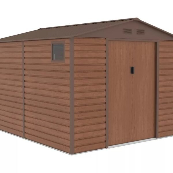Caseta de jardín de acero galvanizado imitación madera – 8,94 m² – ADELM