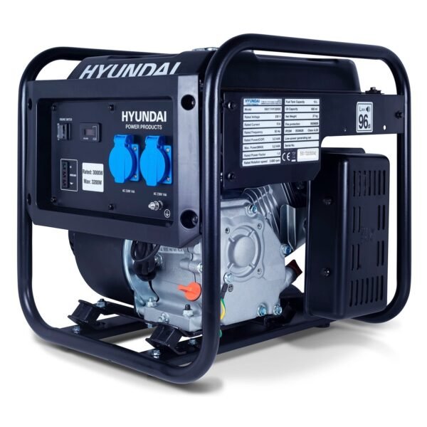 Generador inversor de gasolina Hyundai 3200 W / 3,2 kW con mando a distancia y arranque eléctrico