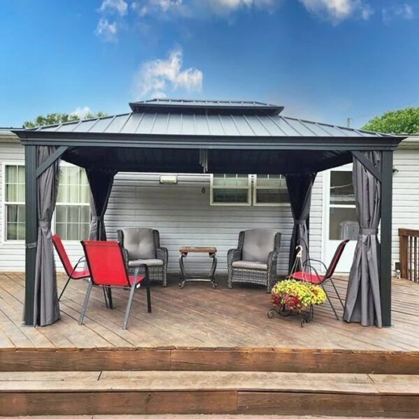 Pabellón de jardín «Purple Leaf» para exteriores, 4,6 x 4 m