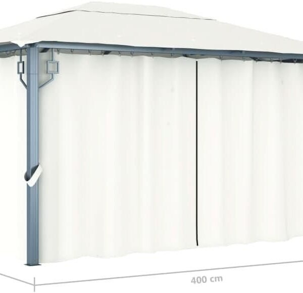 Gazebo con cortina de aluminio color crema 400×300 cm Vidax