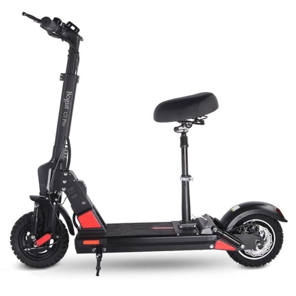 BOGIST C1 Pro Patinete eléctrico plegable con asiento extraíble Motor de 500 W Batería de 48 V y 15 Ah Neumáticos de 10 pulgadas Autonomía de 35-45 km Peso máximo de 120 kg – Rojo
