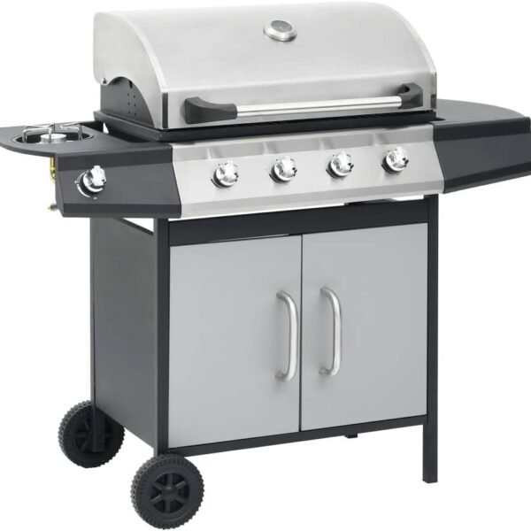 Barbacoa de gas Vidaxl 4+1 quemadores, negra