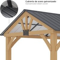 Pérgola de jardín Gardiun Phoenix 12 m² 300 x 401 x 282 cm Madera laminada | Postes de 14 x 14 cm | Techo de acero | Material de fijación incluido