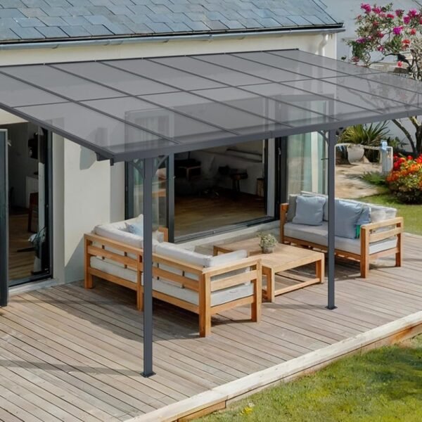 Cazeboo Pérgola/Cochera KLEO adosada XL Blanco aluminio