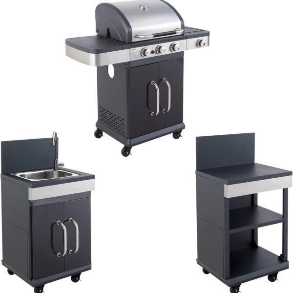 Barbacoa de gas Fidgi de 3 quemadores para cocinar en el jardín