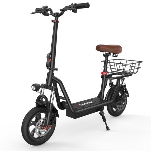 Scooter eléctrico iScooter i12, 25 km/h, 500 W, 7,5 Ah, neumáticos de 12 pulgadas, autonomía de 30-35 km, con cesta
