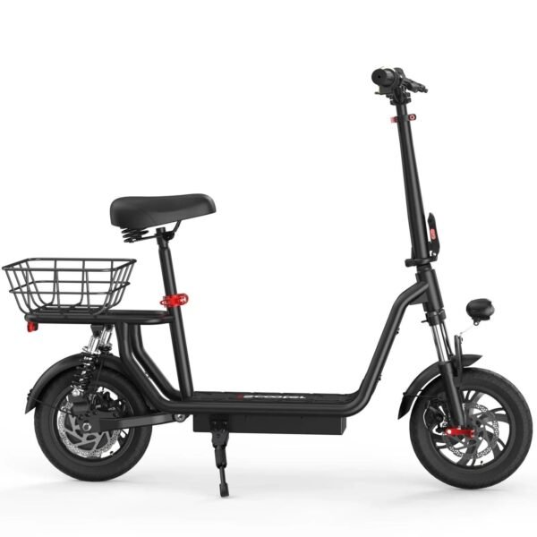 Scooter eléctrico iScooter i12 con asiento y cesta portaobjetos