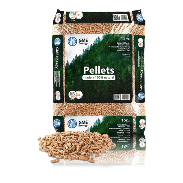 Palé con 77 sacos de pellets de madera GM